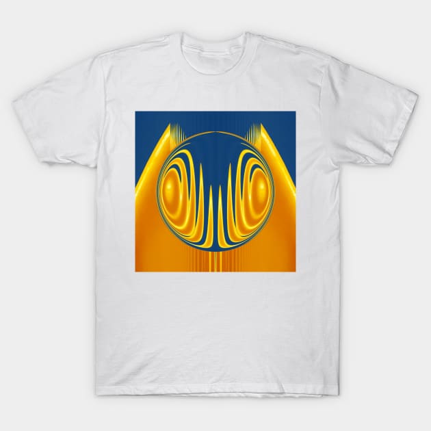 I CAN SEE SUMMER . Abstract symmetrical design in vivid yellow and bright blue T-Shirt by mister-john